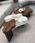 ⁦סט שולחנות סלון מודרניים בעיצוב אמורפי⁩ – תמונה ⁦2⁩