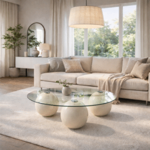 שולחן סלון כדורים לבן